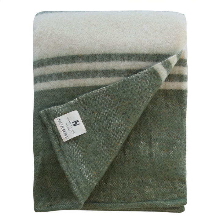 Wool Stripe Throw Green