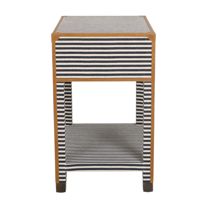 Oliver Navy Stripe Bedside Table