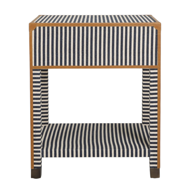 Oliver Navy Stripe Bedside Table
