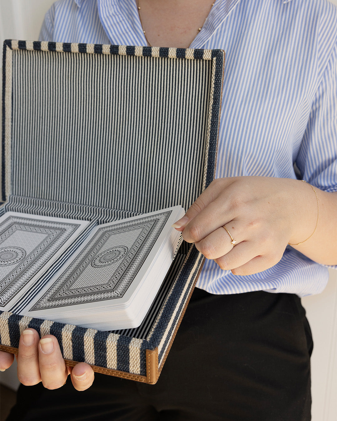 Oliver Navy Stripe Card Box