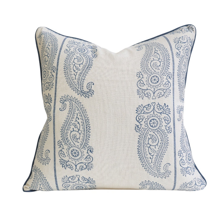 Pale Blue Paisley Stripe Cushion