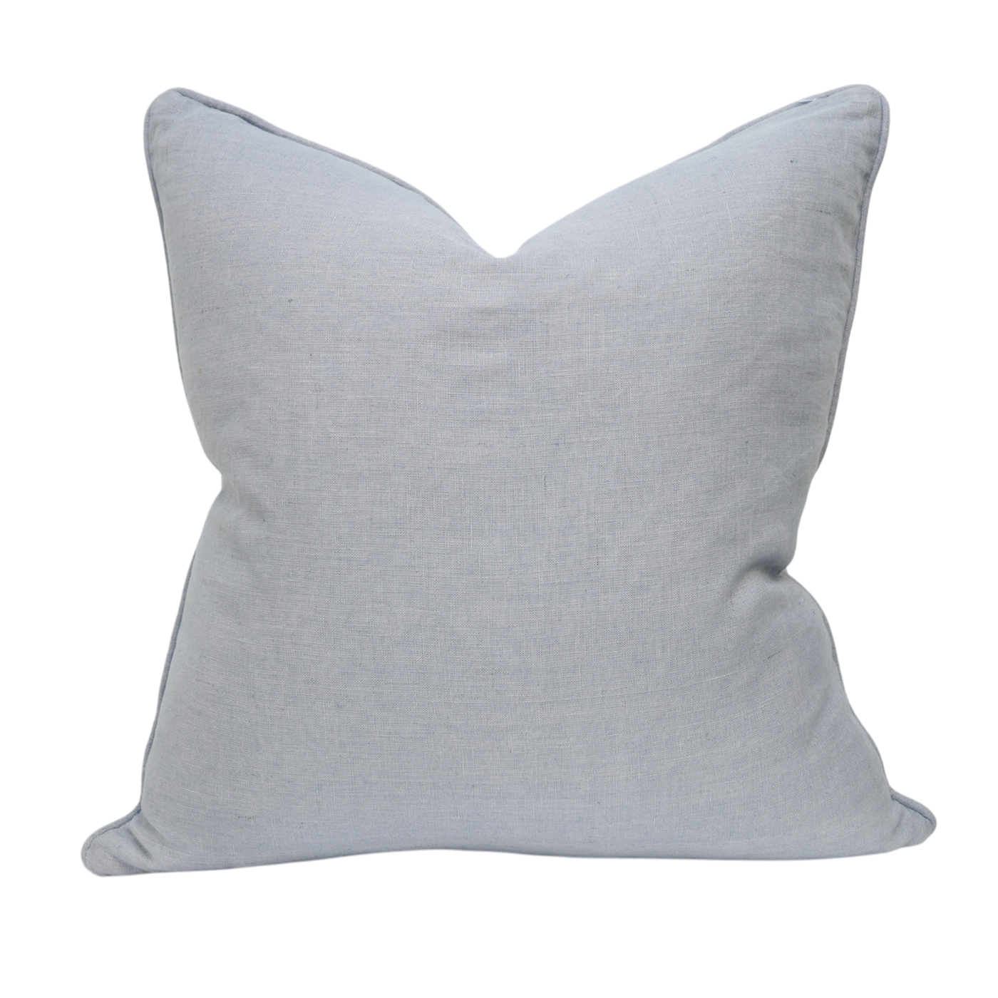 Pale Blue Linen Ivory Border Cushion