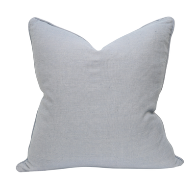 Pale Blue Linen Ivory Border Cushion