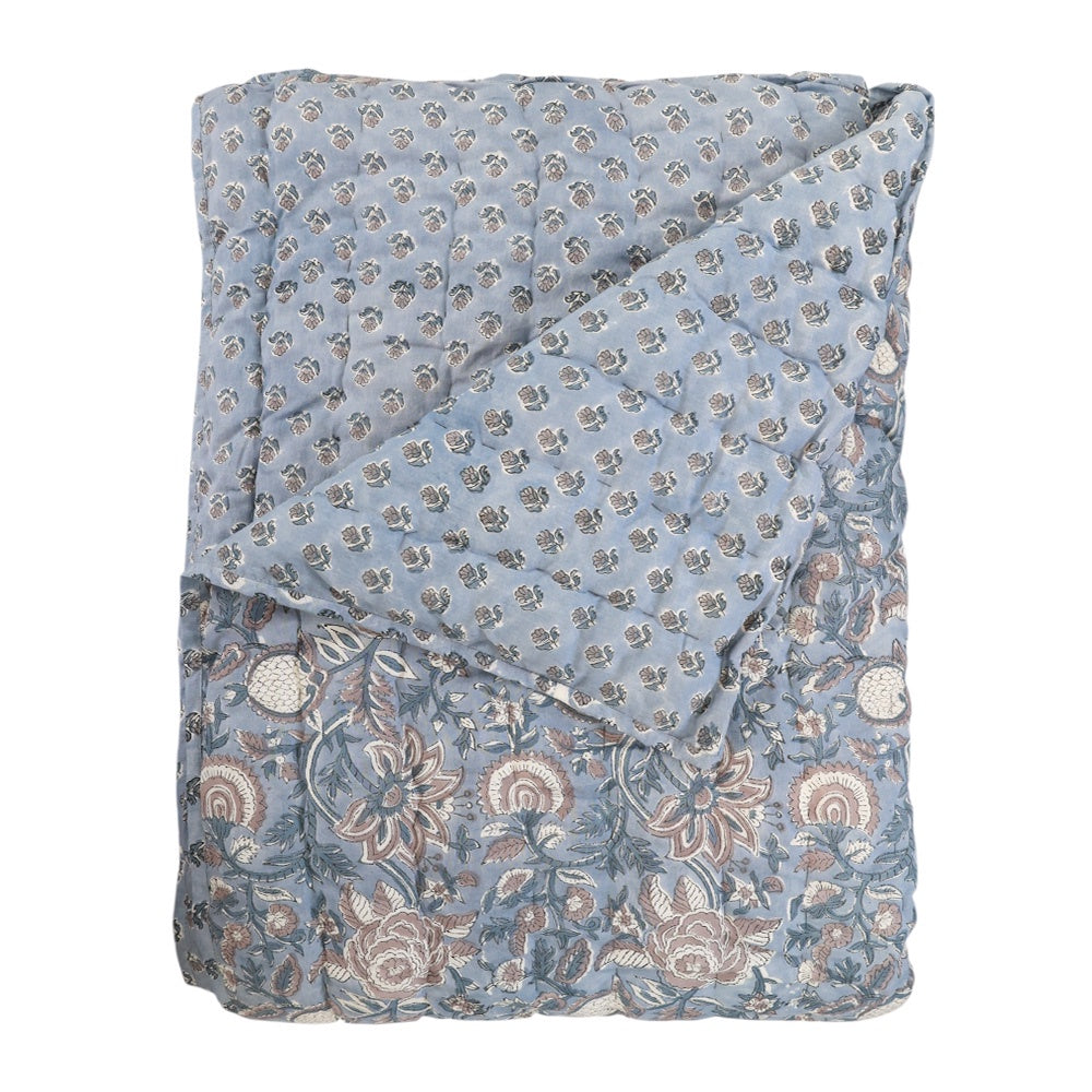 Periwinkle & Rose Floral Quilt K