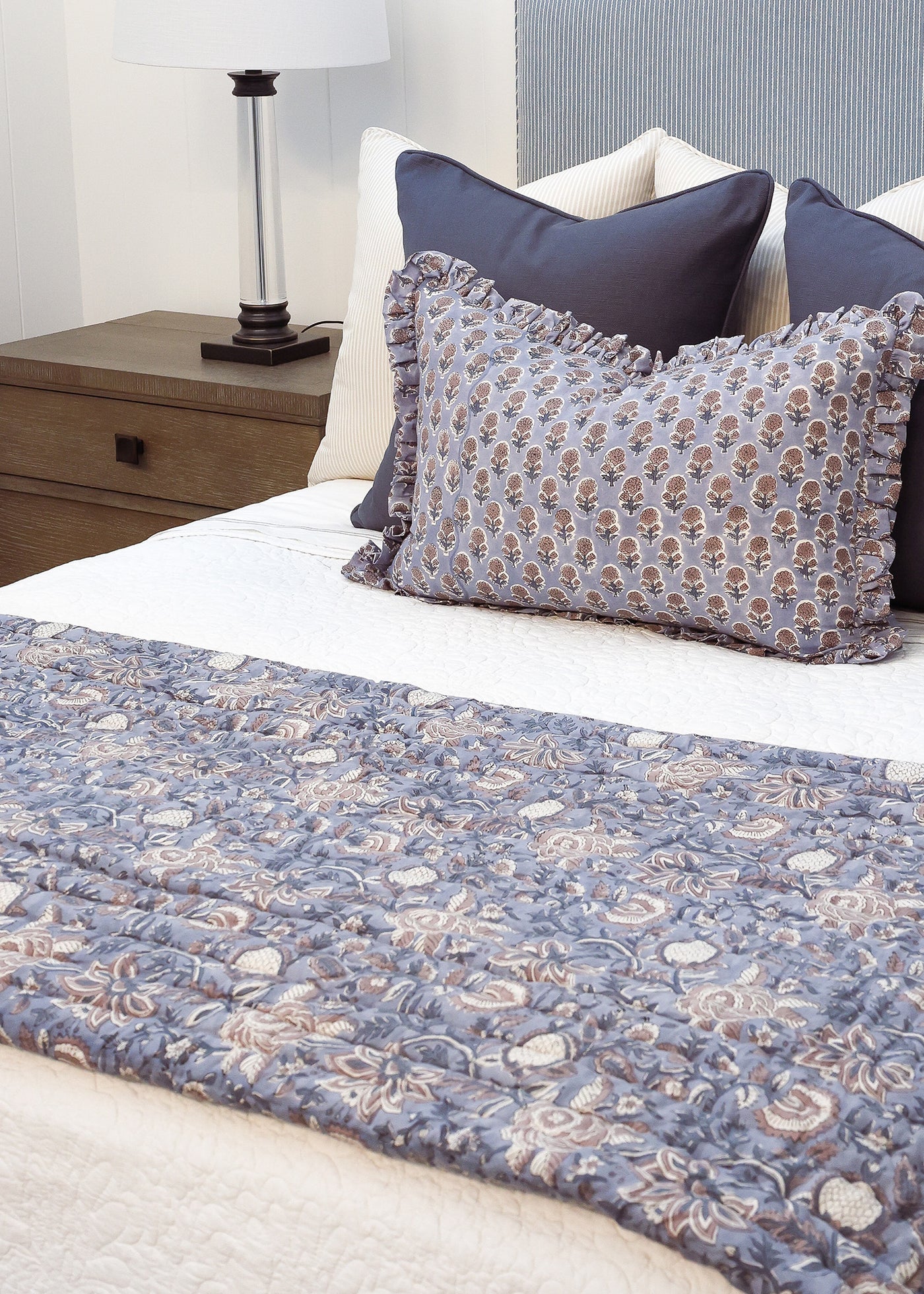 Periwinkle & Rose Floral Quilt K