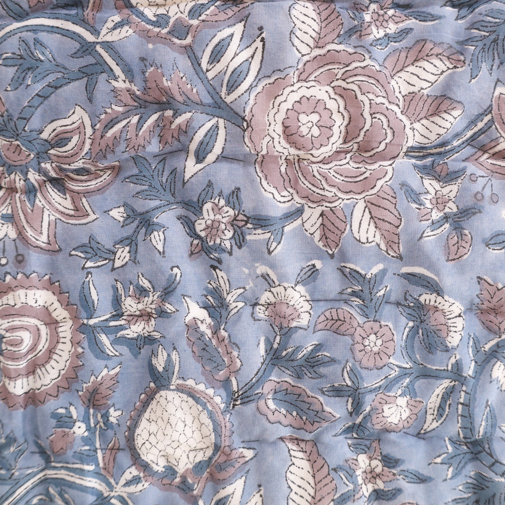 Periwinkle & Rose Floral Quilt K