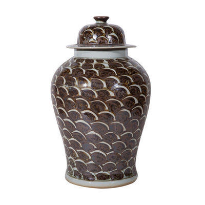 Rust Brown Fish Scale Temple Jar Sml