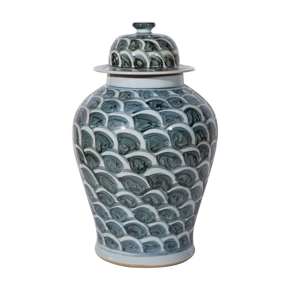 Rust Blue Fish Scale Temple Jar - Sml