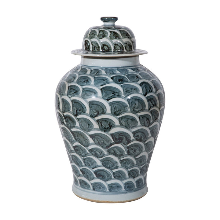 Rust Blue Fish Scale Temple Jar - Sml