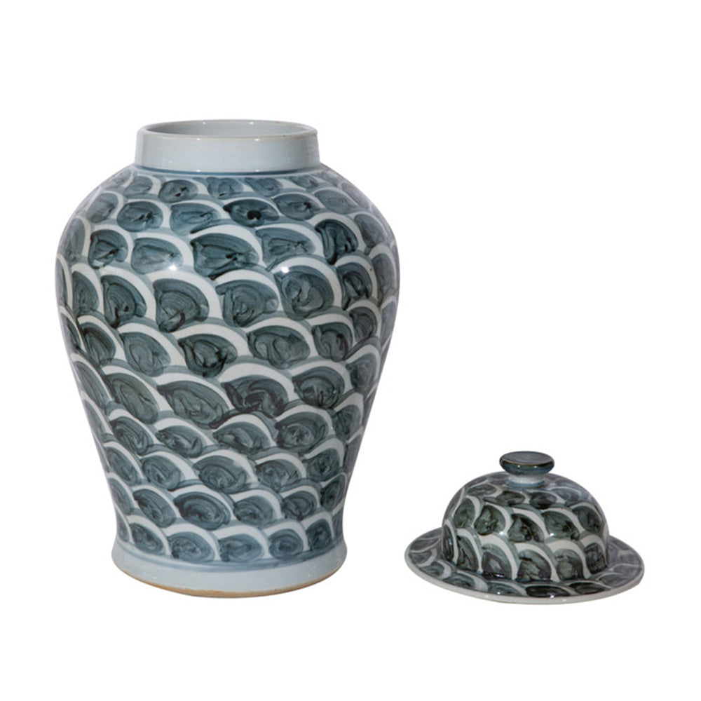 Rust Blue Fish Scale Temple Jar - Sml