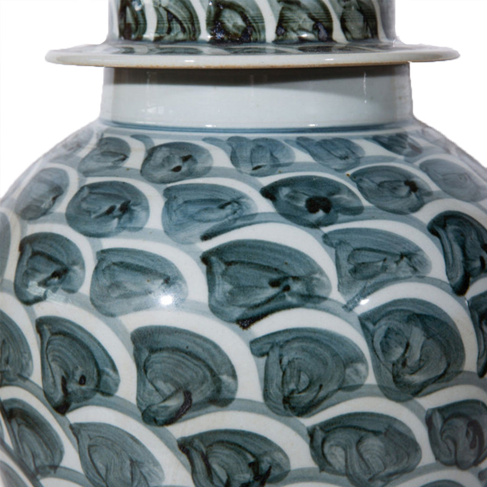 Rust Blue Fish Scale Temple Jar - Sml