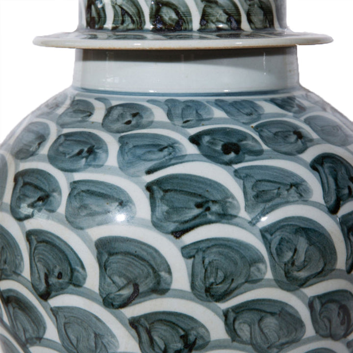 Rust Blue Fish Scale Temple Jar - Sml
