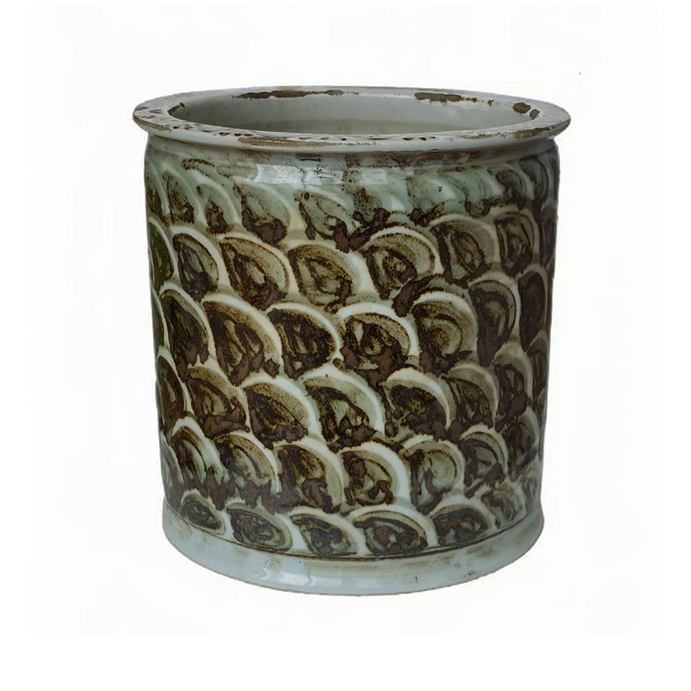 Rust Brown Fish Scale Orchid Pot