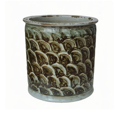 Rust Brown Fish Scale Orchid Pot