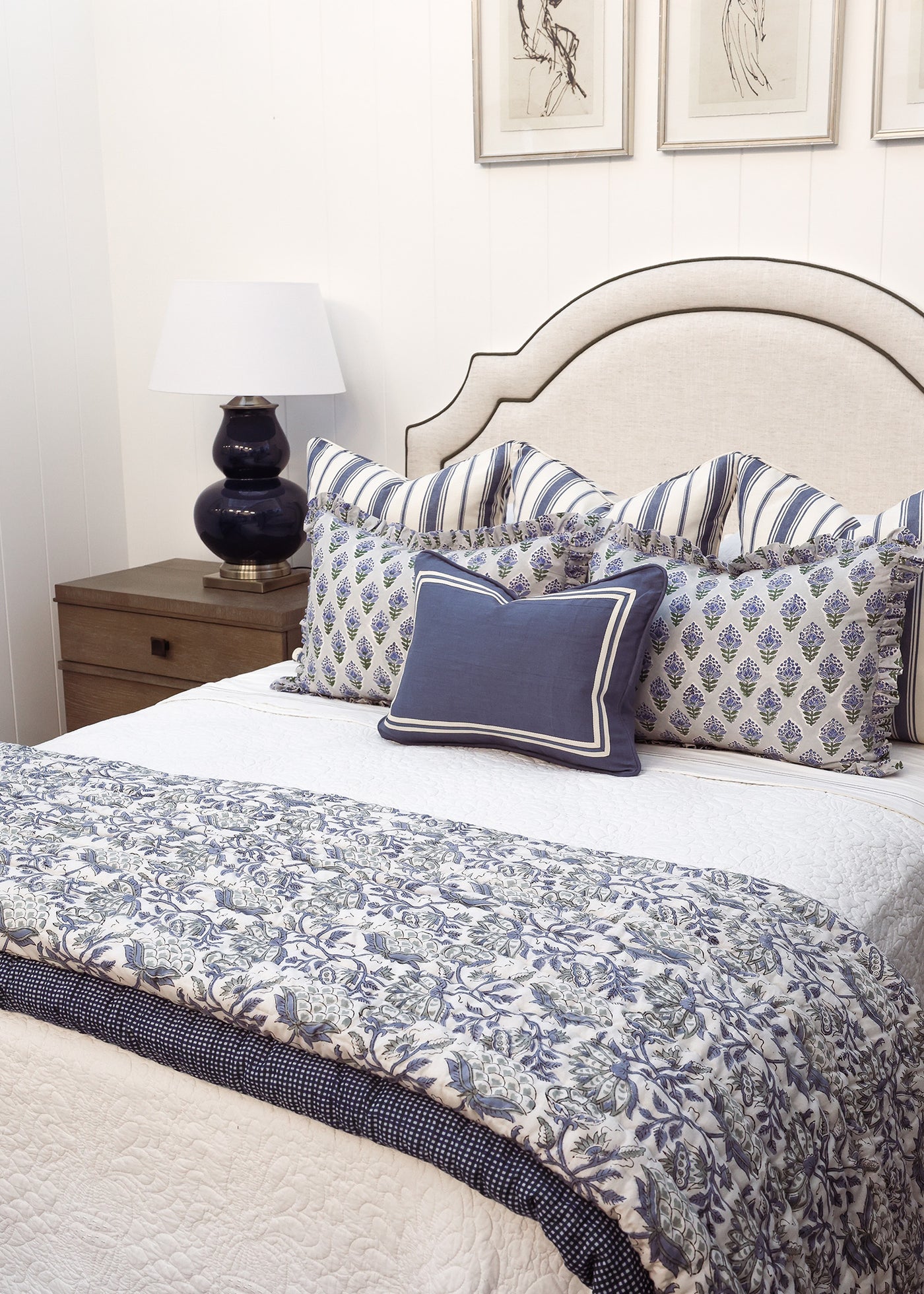 Sage Floral & Check Quilt Q