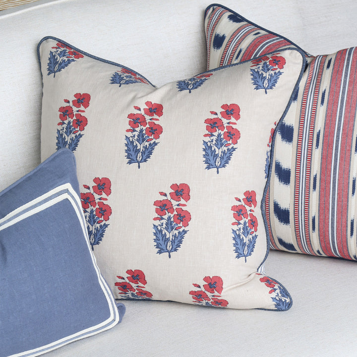 Red & Indigo Stripe Cushion