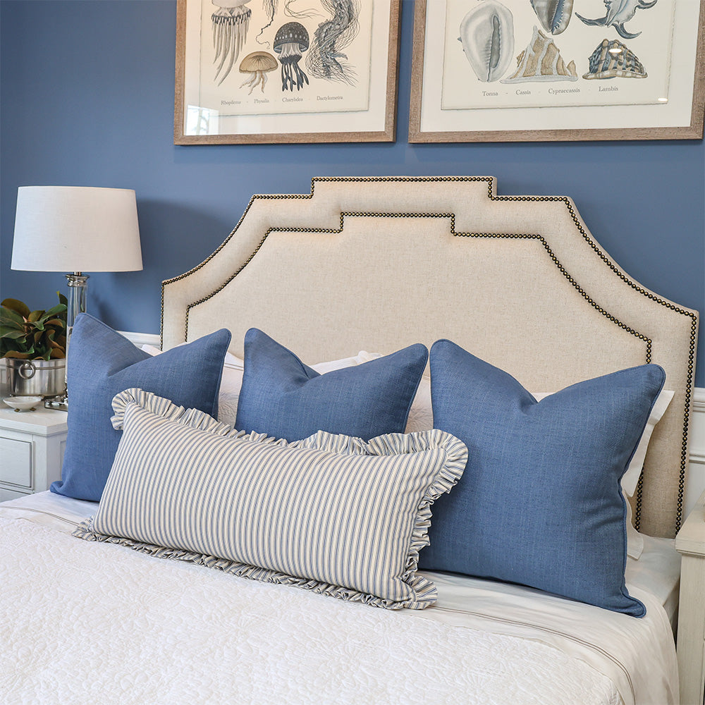Seamist Ticking Stripe Ruffled Lumbar Cushion Highgate House