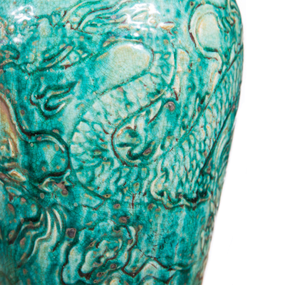 Speckled Deep Green Dragon Vase