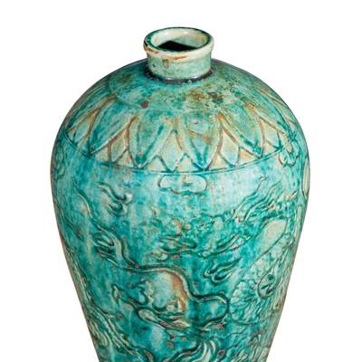 Speckled Deep Green Dragon Vase