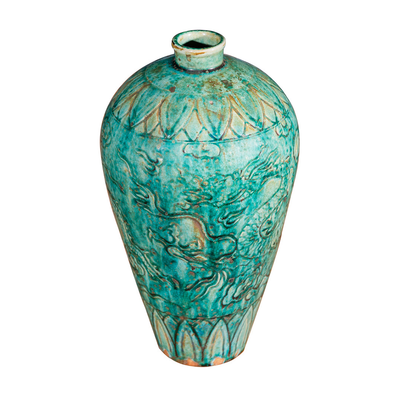 Speckled Deep Green Dragon Vase
