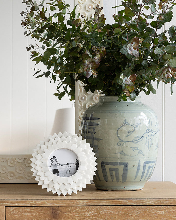 Round Sun Bone Photo Frame
