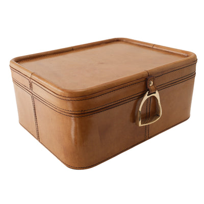 Tan Leather Box with Brass LGE
