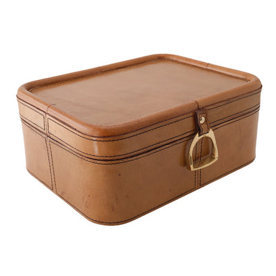 Tan Leather Box with Brass MED