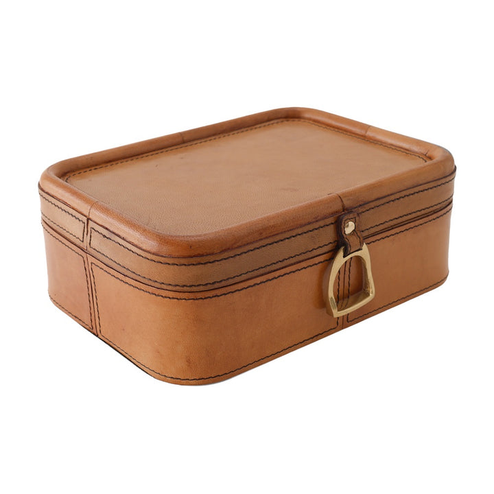 Tan Leather Box with Brass SML