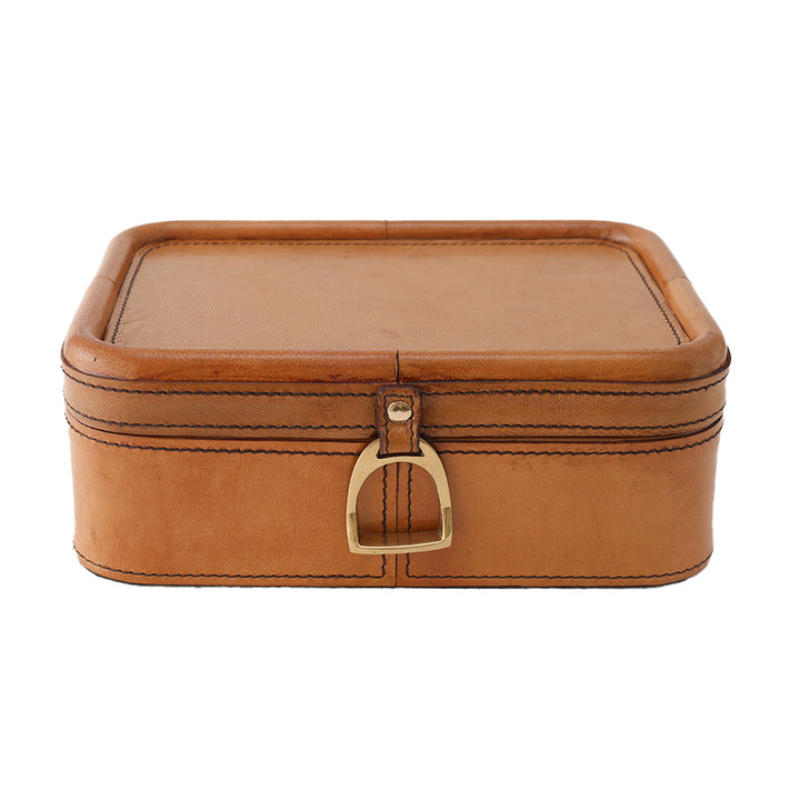 Tan Leather Box with Brass SML