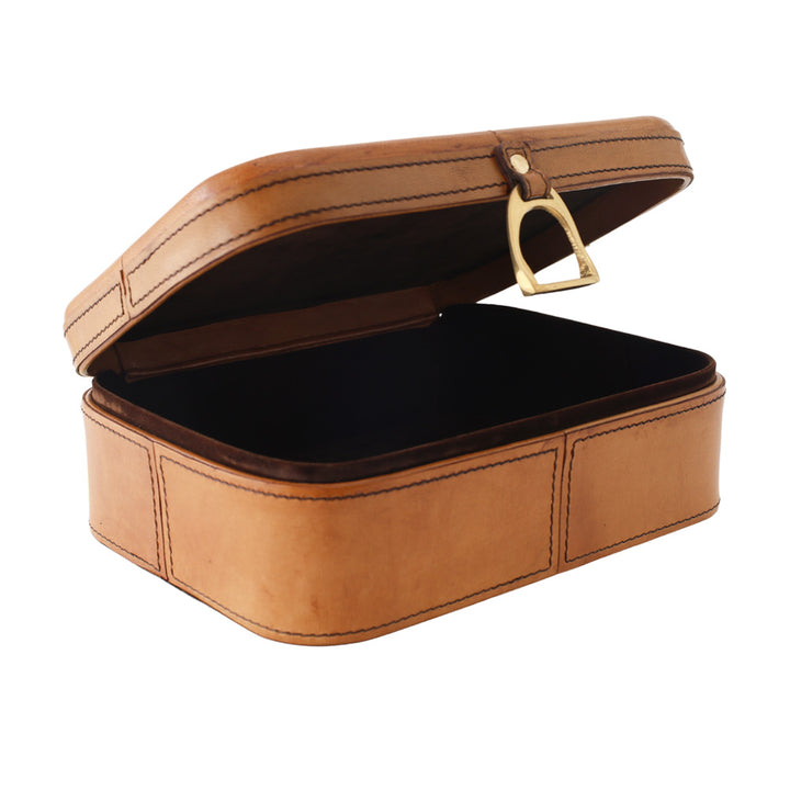 Tan Leather Box with Brass SML