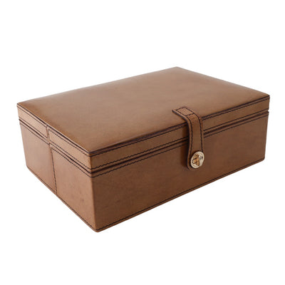 Tan Leather Box with Strap Clasp MED