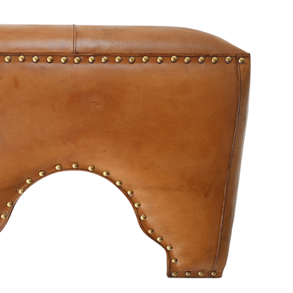 Tan Leather Ottoman