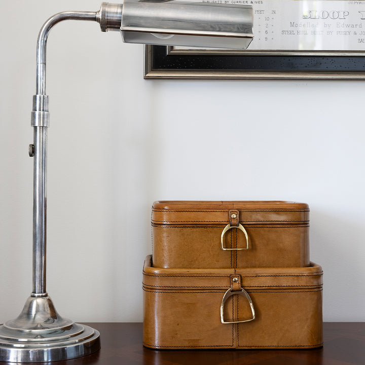 Tan Leather Box with Brass MED