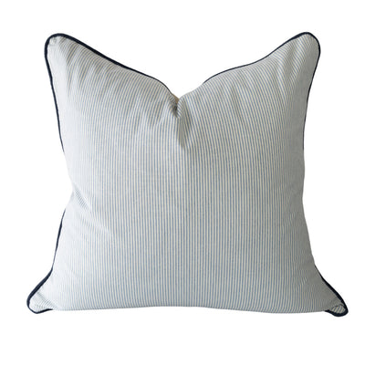 Blue & Taupe Embroidered Floral Cushion