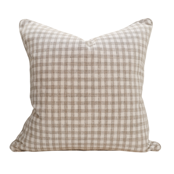 Taupe Textured Check Cushion