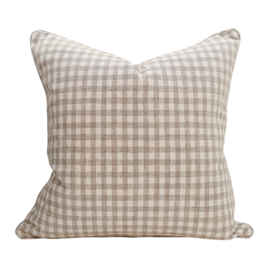 Taupe Textured Check Cushion