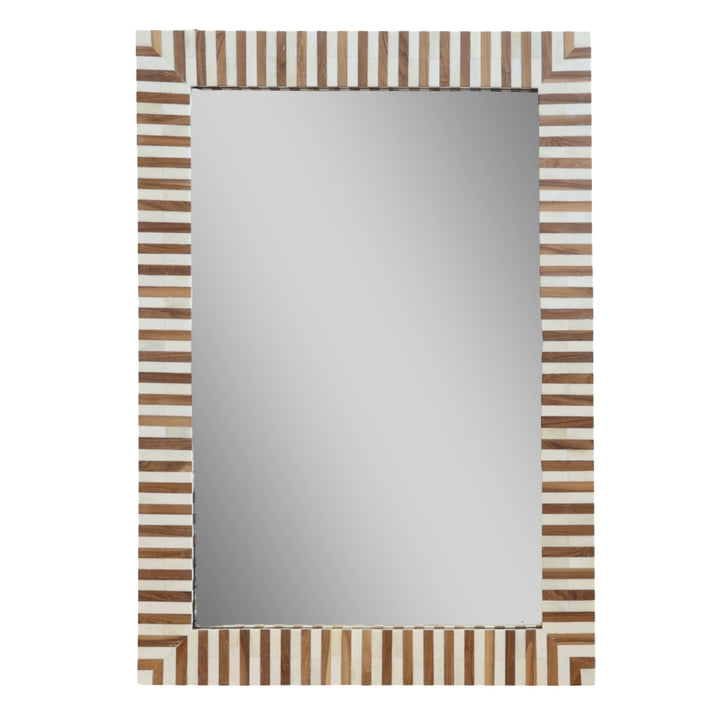 Teak & Bone Striped Mirror