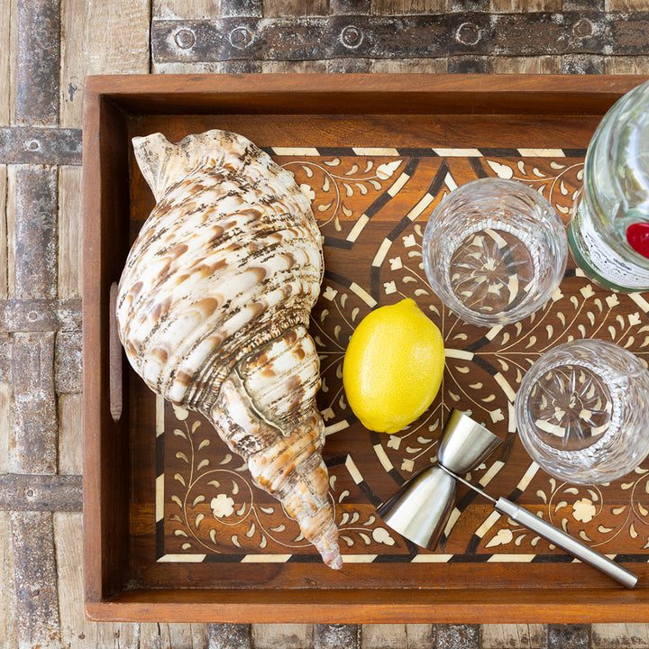 Teak and Bone Inlay Tray