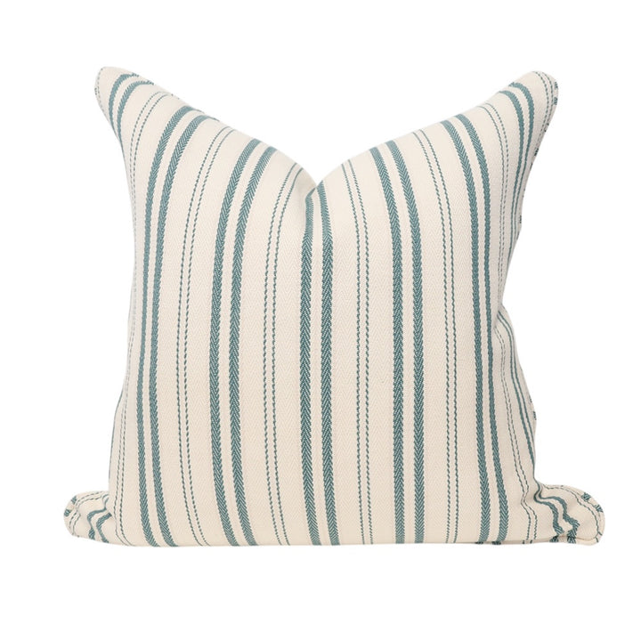 Teal Ticking Stripe Cushion
