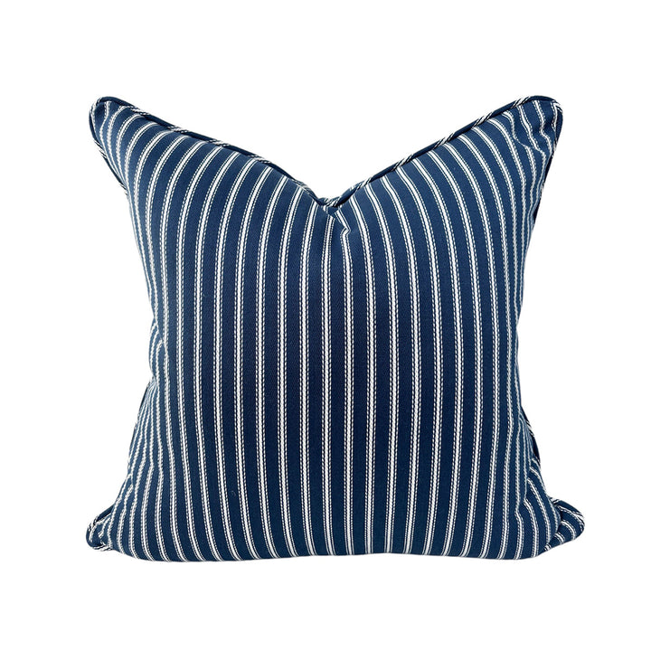 White Stripe on Navy Cushion