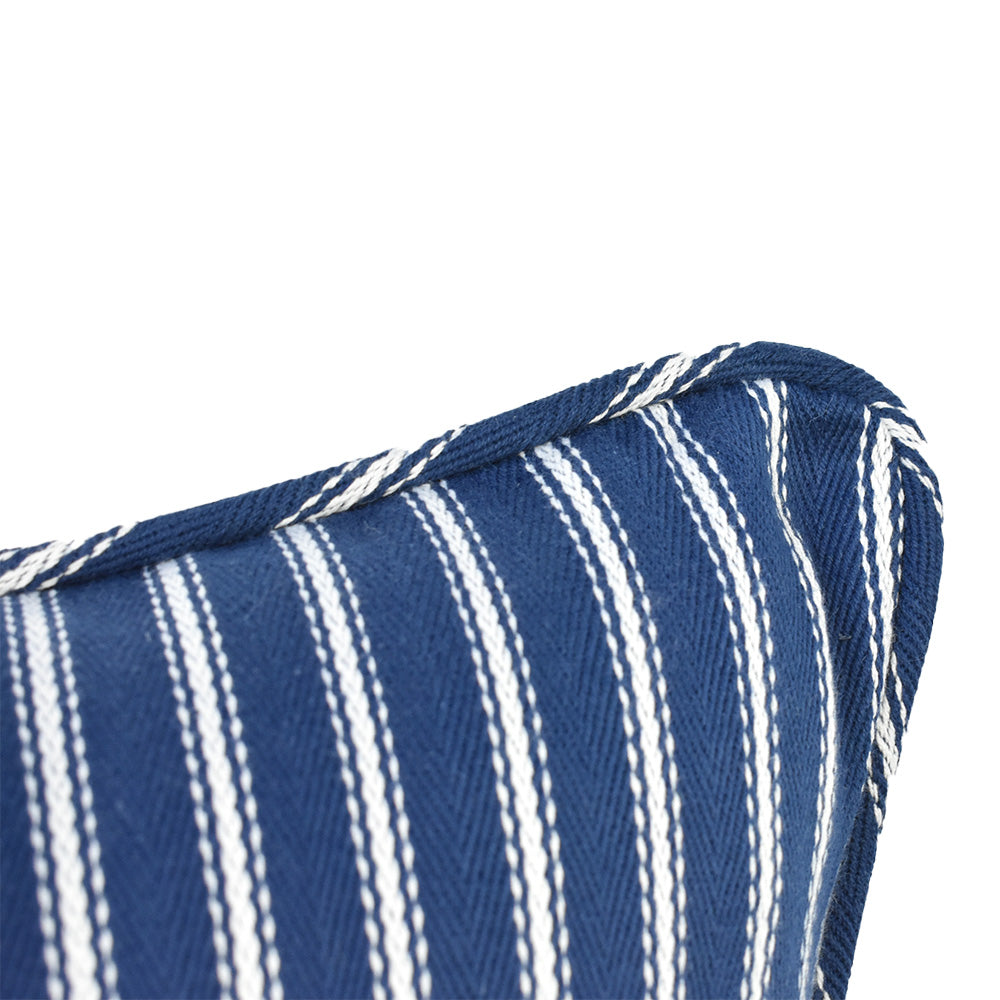 White Stripe on Navy Cushion