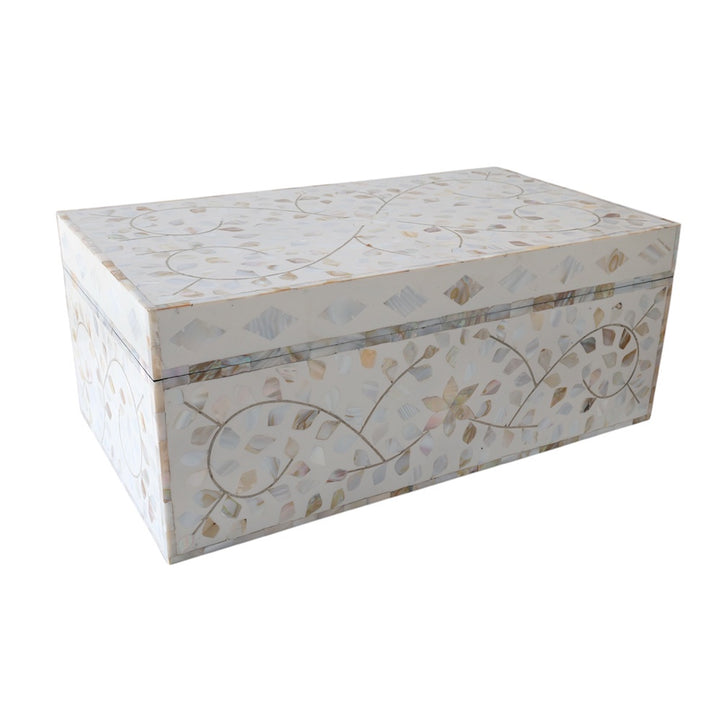 White and MOP Floral Box LRG