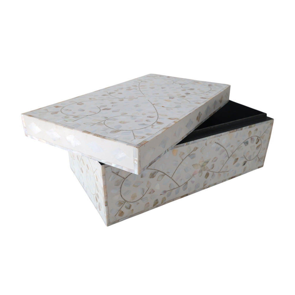 White and MOP Floral Box LRG