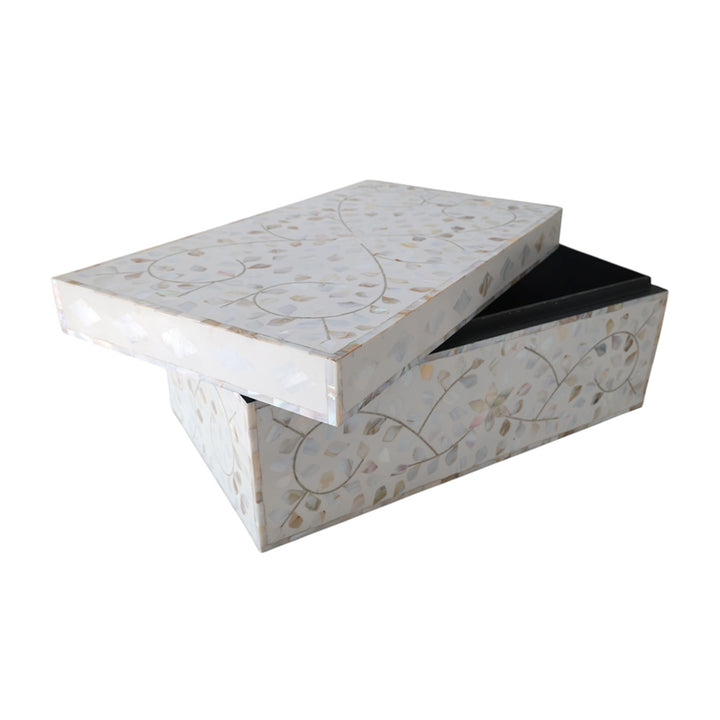 White and MOP Floral Box LRG