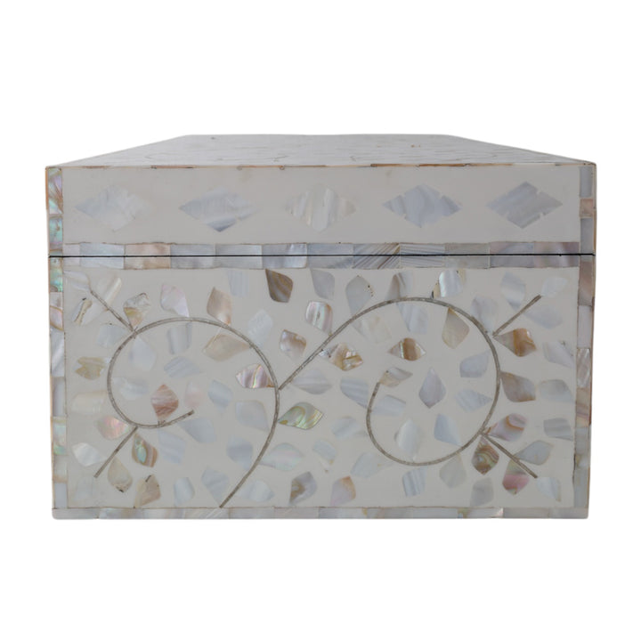 White and MOP Floral Box LRG