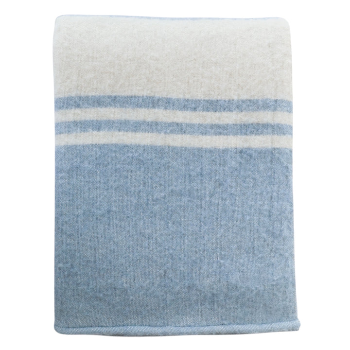 Wool Stripe Throw Pale Blue
