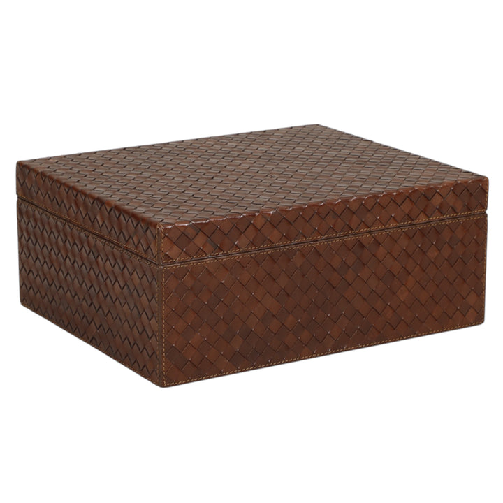 Woven Tobacco Leather Box L