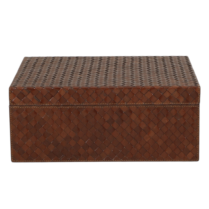 Woven Tobacco Leather Box L