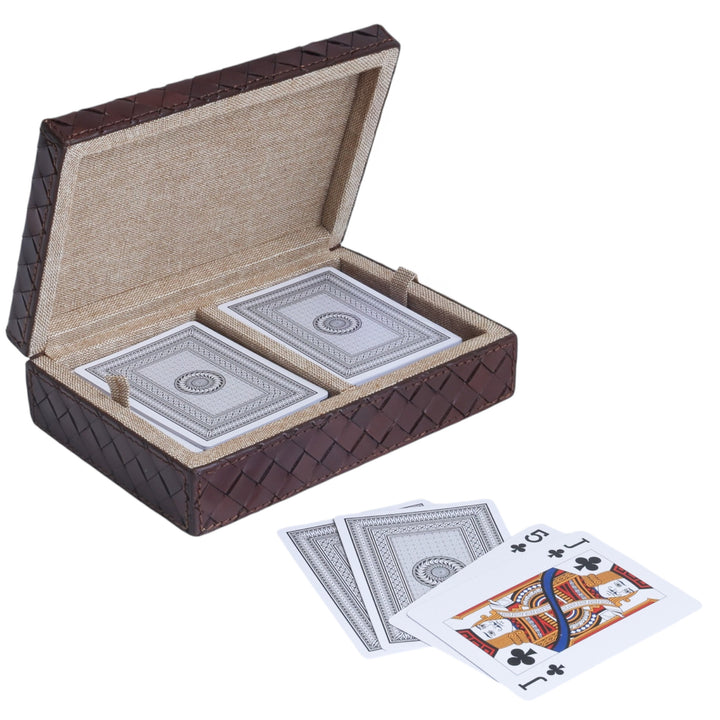 Woven Leather Card Box