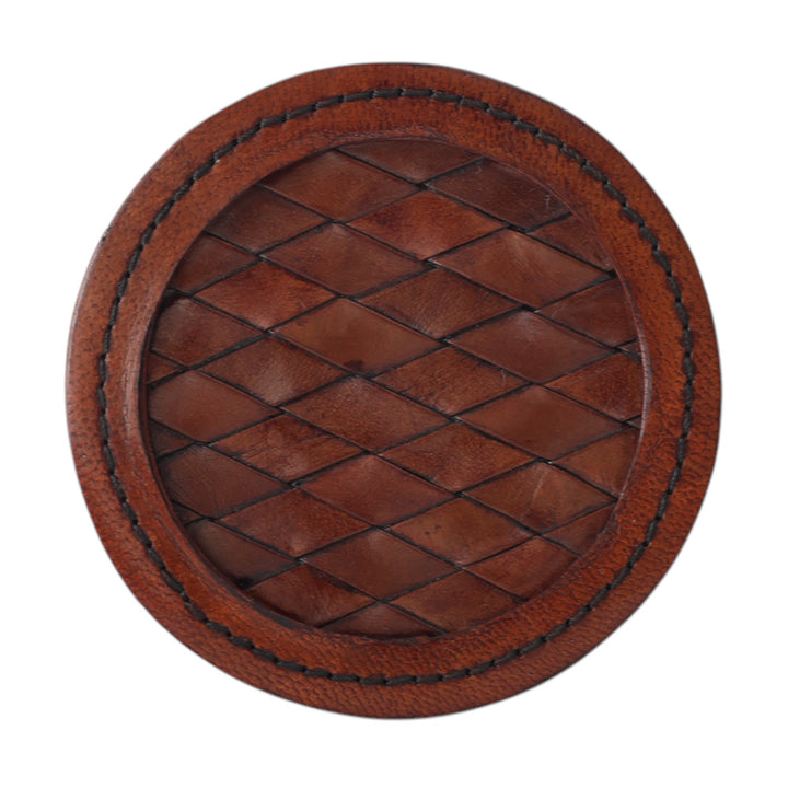 Woven Leather Round Coasters